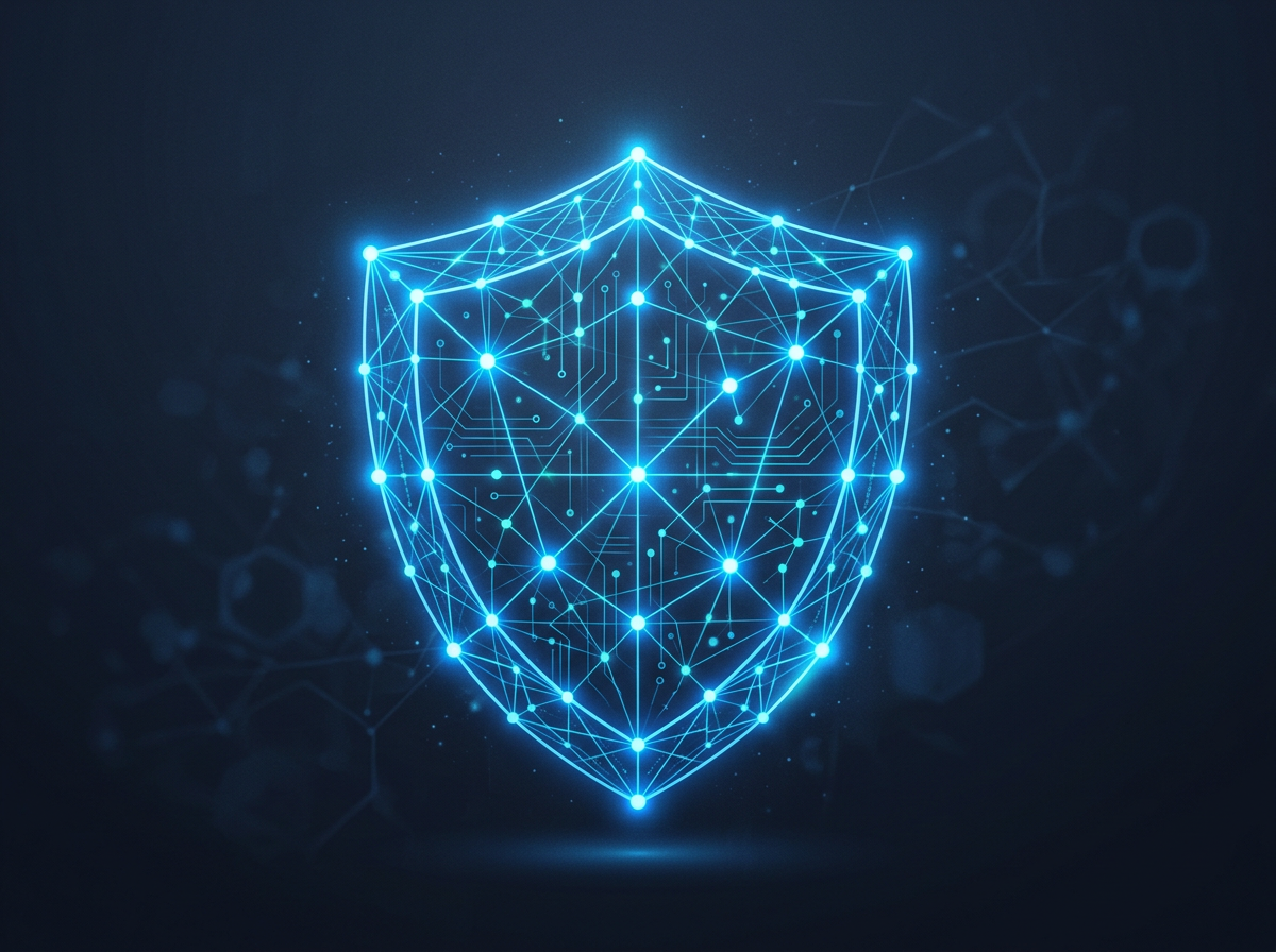 Abstract visualization of AI network security and data protection
